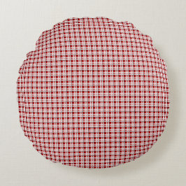 Weihnachts-Tartan in Rot und Weiß Rundes Kissen