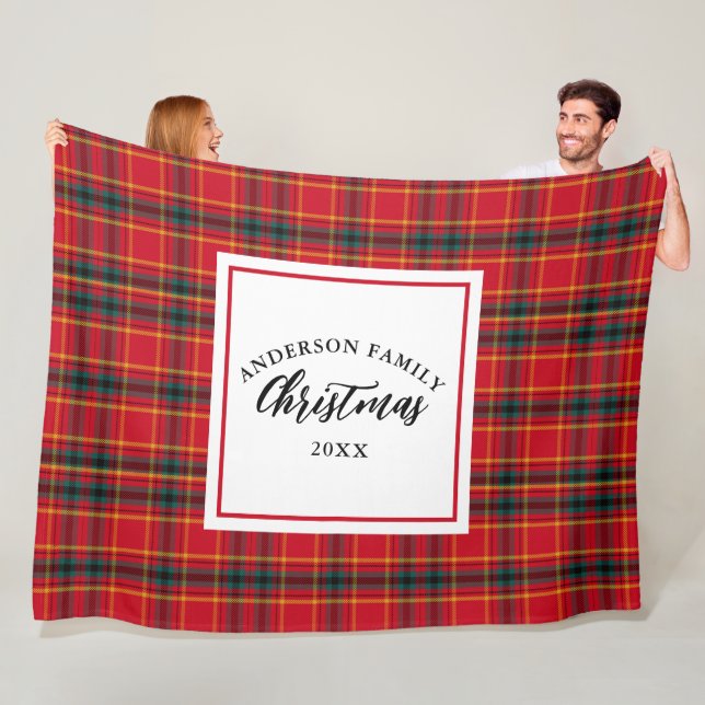 Weihnachts-Tartan Kariert Familienname Jahr Fleecedecke (Beispiel)