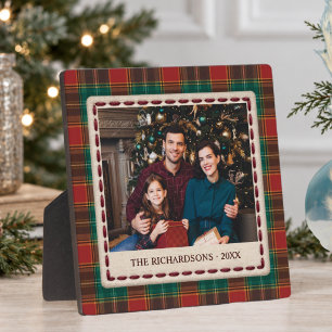 Weihnachts-Tartan-Karo-Bild nach Wunsch Fotoplatte