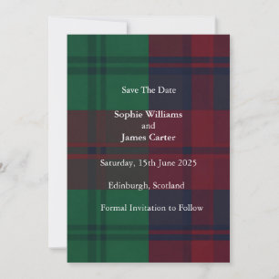 Weihnachts-Tartan-Karo Save the Date Karte Festl