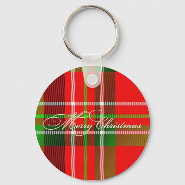 Weihnachts-Tartan-Schlüsselanhänger Schlüsselanhänger (Vorderseite)