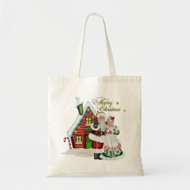 Weihnachts-Tasche am Nordpol mit dem Weihnachtsman Tragetasche (Vorne)