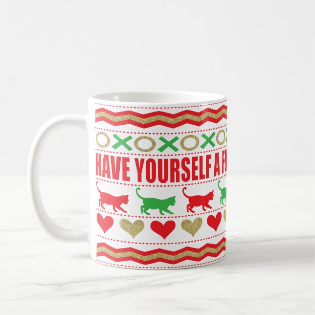 Weihnachts-Tasse 11 oz. "Cat Tasse Furry Christmas (Links)