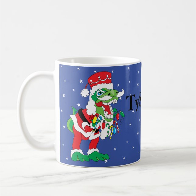 Weihnachts-Tasse 11 oz. "TySANTAsaurus Rex" Sterne Kaffeetasse (Links)
