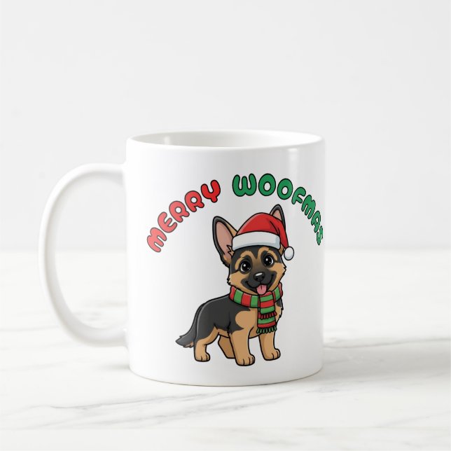 Weihnachts-Tasse des Deutschen Hirten: Frohe Weihn Kaffeetasse (Links)