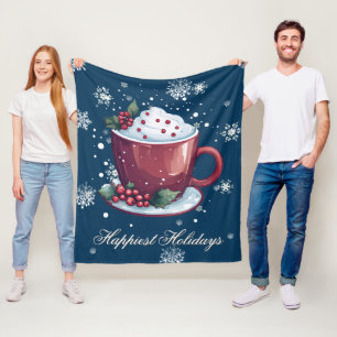 Weihnachts-Tasse heißer Schokolade Blau Fleecedecke