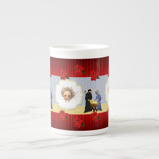 Weihnachts-Tasse, Jesus Christus, Engel Prozellantasse (Vorderseite)