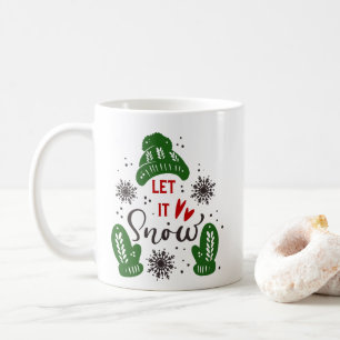 Weihnachts-Tasse Lass es schneien Rot Grün Kaffeetasse