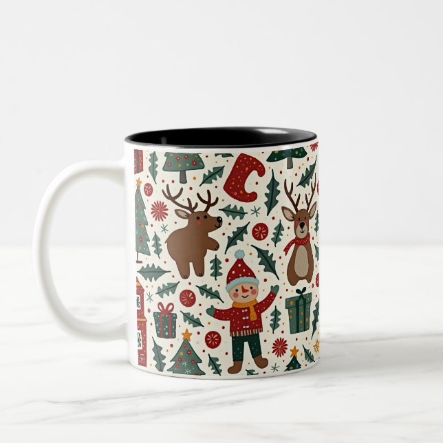 Weihnachts-Tasse mit einem fröhlichen Muster Zweifarbige Tasse (Links)