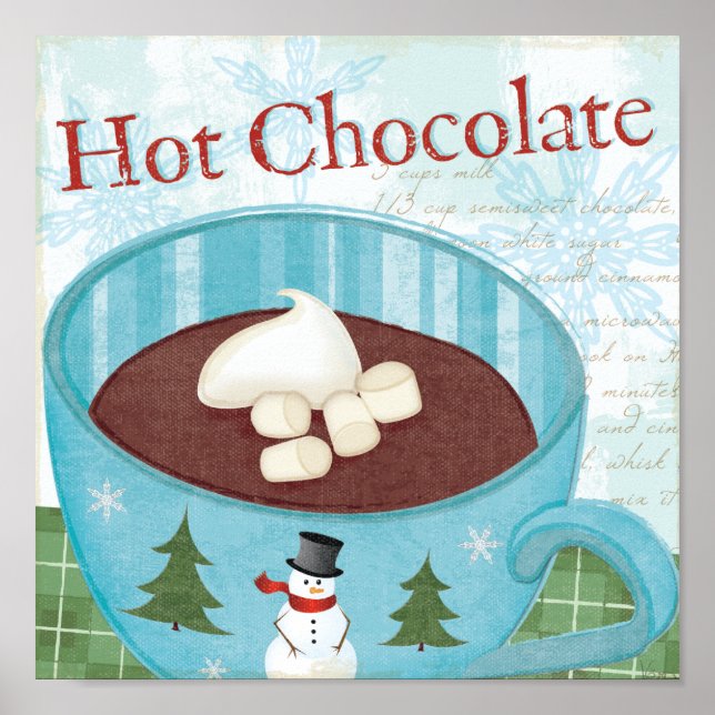 Weihnachts-Tasse mit heißer Schokolade Poster (Vorne)