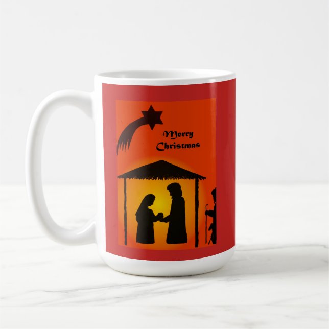 Weihnachts-Tasse mit Krippe-Silhouette Kaffeetasse (Links)