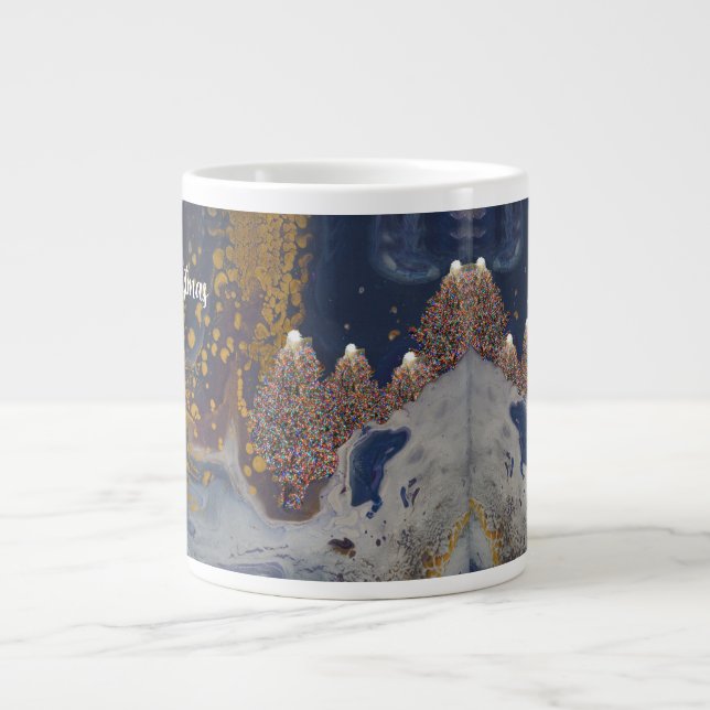 Weihnachts-Tasse mit Lit Trees Jumbo-Tasse (Vorderseite)
