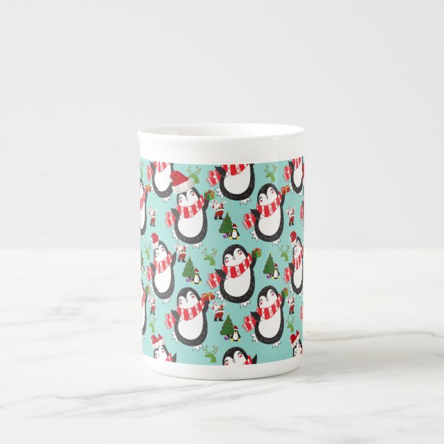 Weihnachts-Tasse, Pinguin Prozellantasse (Vorderseite)