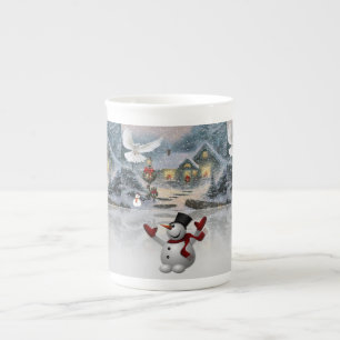 Weihnachts-Tasse Snowman Prozellantasse
