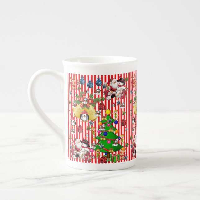 Weihnachts-Tasse, Vintag, frohe Weihnachtspenguin Prozellantasse (Links)