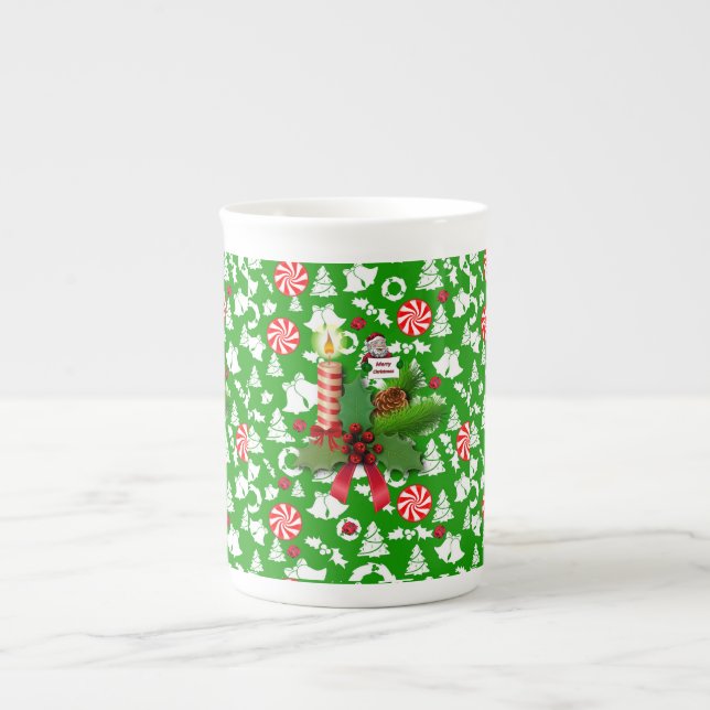Weihnachts-Tasse, Weihnachtskerze Prozellantasse (Vorderseite)