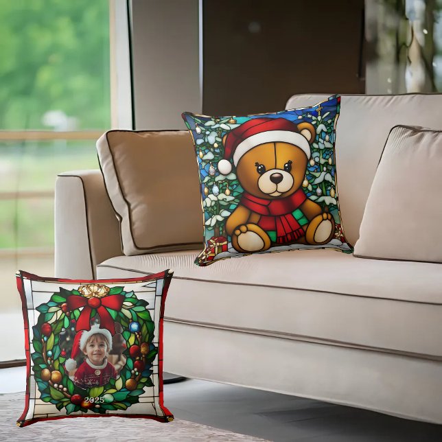 Weihnachts-Teddy-Bären Imitate gestanzt Glas Kissen (Von Creator hochgeladen)