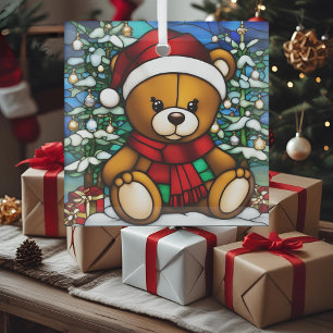 Weihnachts-Teddy-Bären Imitate gestanzt Glas Ornament Aus Glas