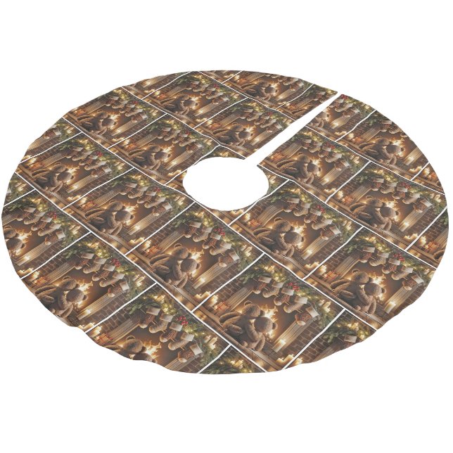 Weihnachts-Teddy-Bären schnüren Polyester Weihnachtsbaumdecke (Schrägansicht)