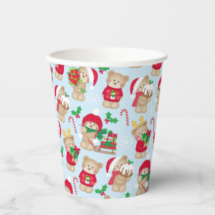 Weihnachts-Teddy-Bears in Rot- und Grünbuch-Cups Pappbecher