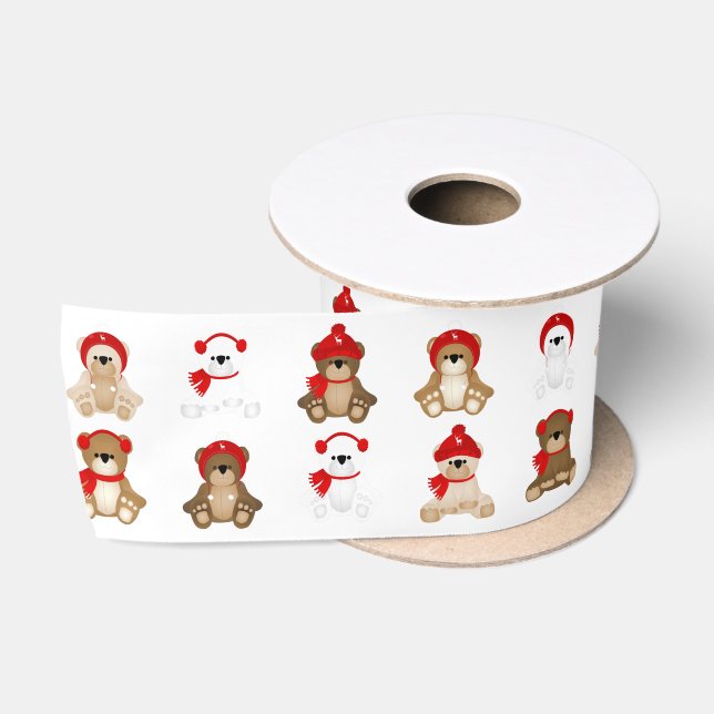 Weihnachts-Teddy Bears Winterhasen Satinband (Spule)