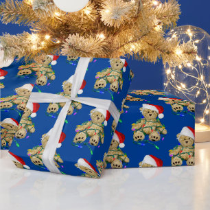 Weihnachts-Teddybär im Licht Geschenkpapier