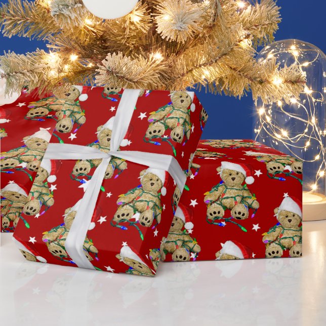Weihnachts-Teddybär im Licht Geschenkpapier (Feiertage)