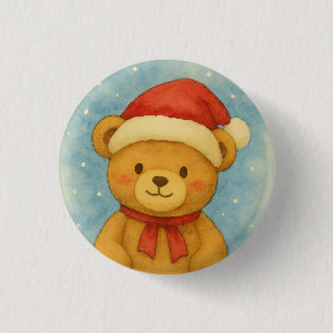 Weihnachts-Teddybär in einer schneebedeckten Wunde Button