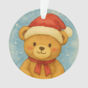Weihnachts-Teddybär in einer verschneiten Wunderwe Ornament