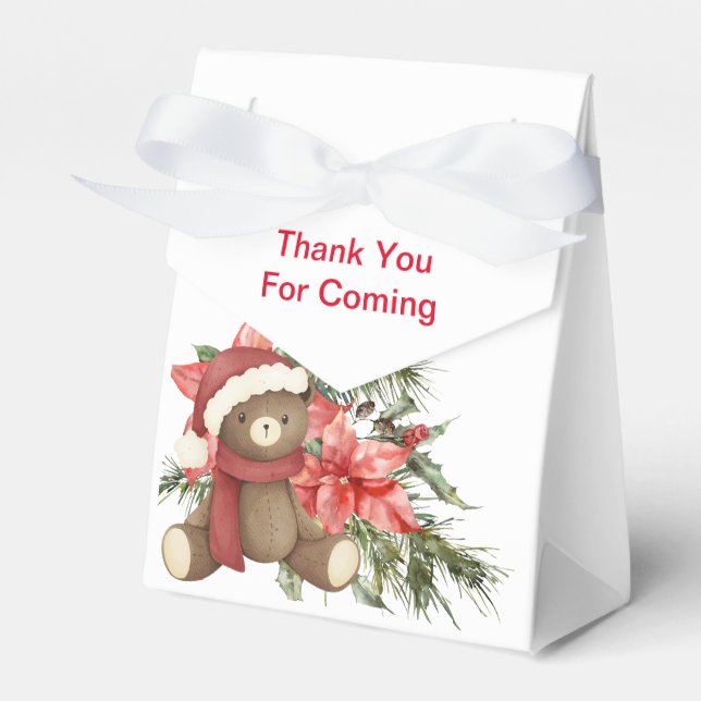 Weihnachts-Teddybär Poinsettia Geschenkschachtel (Vorderseite)