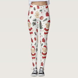 Weihnachts-Teddybär-Santa-Muster (1) Leggings