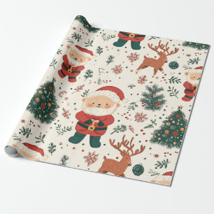 Weihnachts-Teddybär-Santa-Muster (2) Geschenkpapier