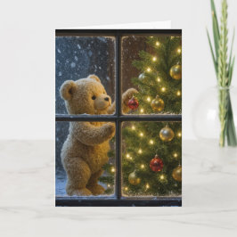 Weihnachts-Teddybär schmückt einen Baum Karte