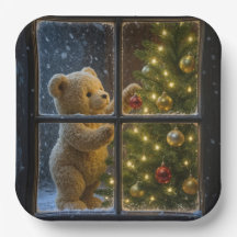 Weihnachts-Teddybär schmückt einen Baum
