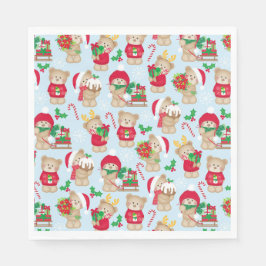 Weihnachts-Teddybären in Rot und Grünbuch Serviette