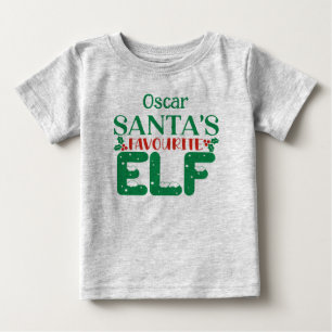 Weihnachts-Tee-Weihnachtself. Bearbeitbarer Name Baby T-shirt