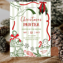 Weihnachts-Teeparty Kritzel Handgezeichnet