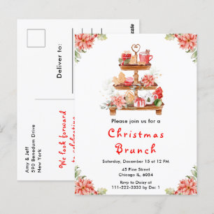 Weihnachts-Teeparty Rot Postkarte