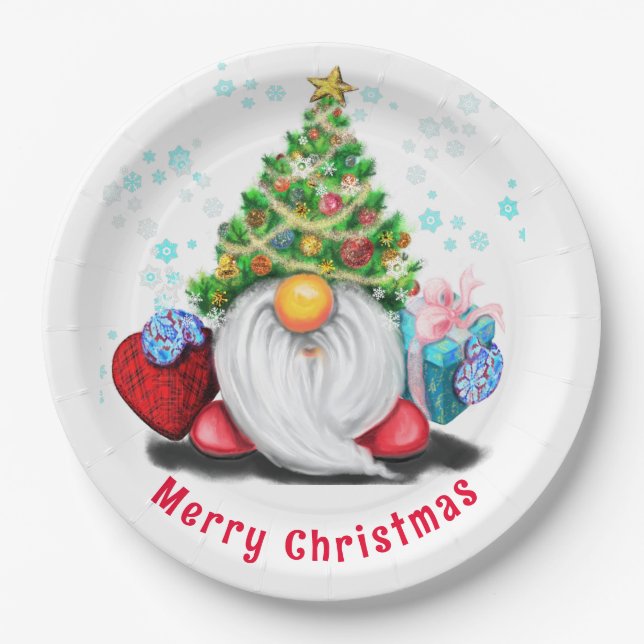 Weihnachts-Teller erhalten ein Geschenk Pappteller (Vorderseite)