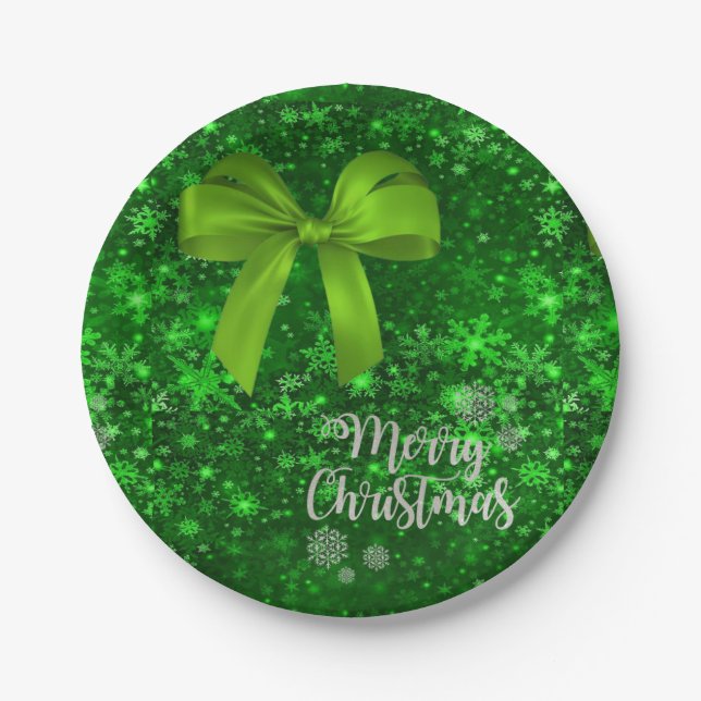 Weihnachts-Teller, Frohe Weihnachten, Grüne Bube Pappteller (Vorderseite)