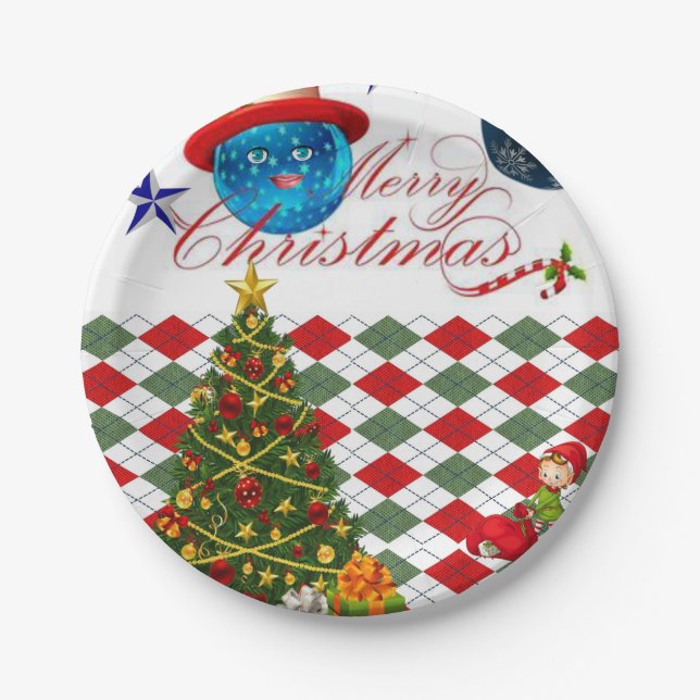 Weihnachts-Teller, frohe Weihnachten Pappteller (Vorderseite)