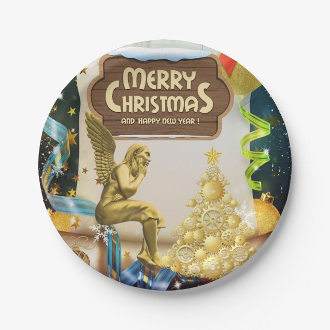 Weihnachts-Teller, frohe Weihnachten Pappteller (Vorderseite)