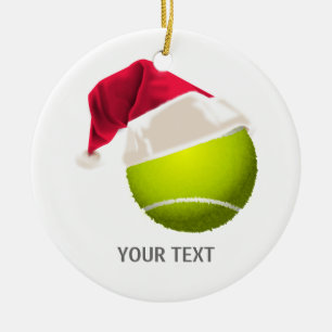 Weihnachts-Tennis-Ball-Weihnachtsmannmütze Keramikornament
