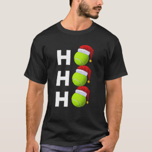 Weihnachts-Tennis-Ball Weihnachtsmannmütze Sonnige T-Shirt