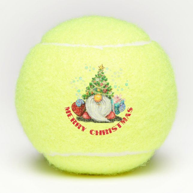 Weihnachts-Tennis-Balls Gnome mit Geschenken Tennisbälle (Vorderseite)