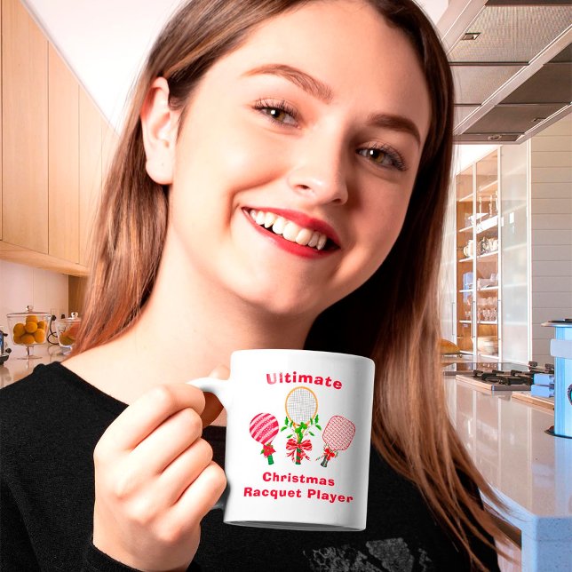Weihnachts-Tennis, Paddleball, Pickleball-Spieler Kaffeetasse (Von Creator hochgeladen)
