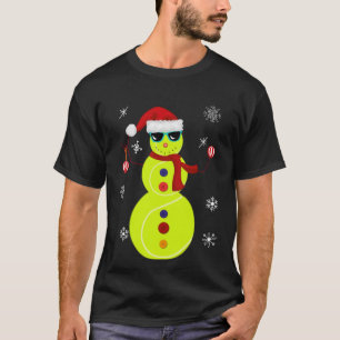 Weihnachts-Tennis-Schneemann-Santa-Hut-Geschenk T-Shirt
