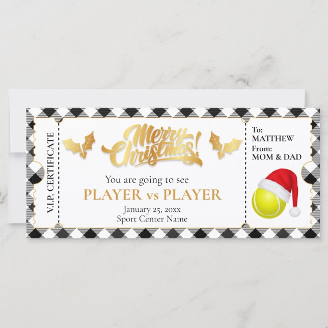 Weihnachts-Tennis-Ticket, Überraschungsgutschein (Vorderseite)