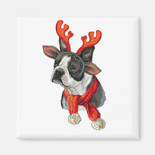 Weihnachts-Terrier-Hund Magnet (Vorne)