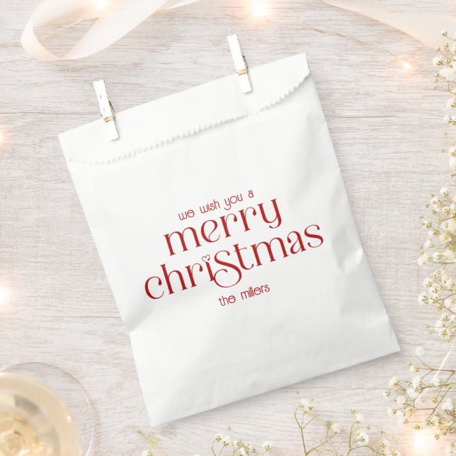 Weihnachts-Thema Design Red Retro Typografie Geschenktütchen (Ausgeschnitten)